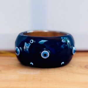 ✨HOST PICK! Blue Evil Eye Cuff Bracelet | Enamel Hinged Bangle | Boho Protection